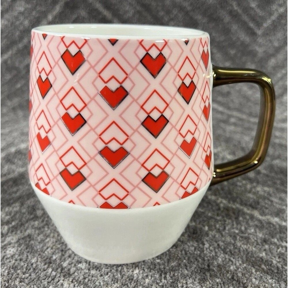Edible Arrangements Red/Pink Heart Mug Gold Handle Oversize Coffee/Tea 20 oz